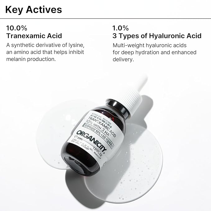 Tranexamic Acid 10% + 3 Types of Hyaluronic Acid 1% Facial Serum 1.01 Fl Oz + 0.16 Fl Oz | Korean Skin Care | Dark Spots and Hyperpigmentation | Even Skin Tone