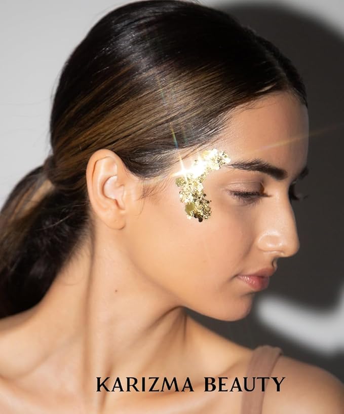 KARIZMA 24K Gold Glitter. 10g Chunky Face, Hair, Eye and Body for Women. Rave Festival Accessories, Cosmetic Makeup. Loose Set