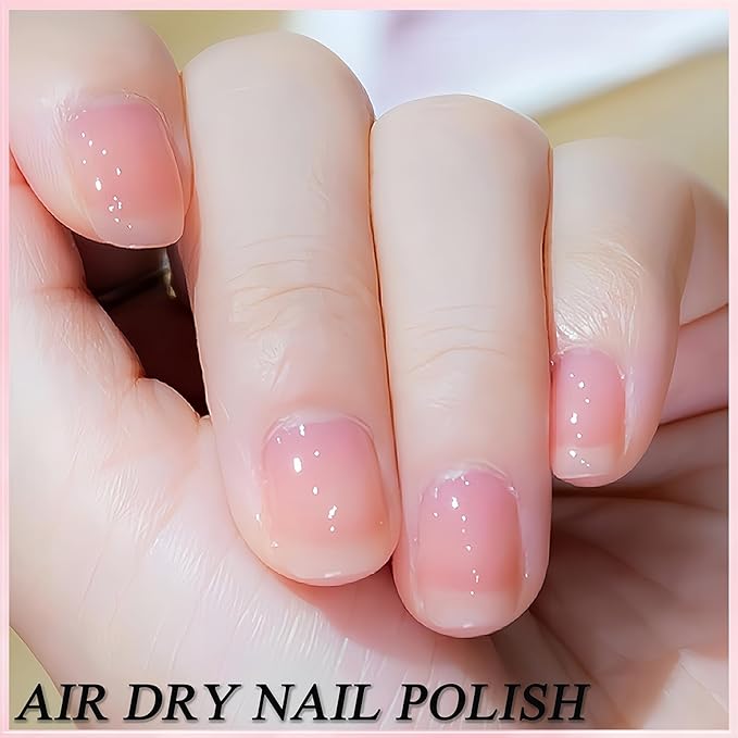NovaCharm Pink Jelly Nail Color, Water Based Quick Dry Sheer Gloss Polish for Women & Girls, Non Toxic Transparent Soft Pink Peel Off Nail Color for Home Salon DIY, 9 ML