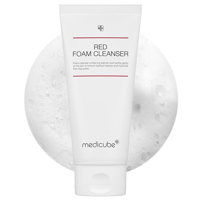 medicube Facial Cleanser Red Foam Cleanser | Daily Gentle Cleansing Foam for Sensitive & Troubled Skin | Deep Cleansing Impurities & Excess Sebum Control | Korean Skincare, 4.23 oz