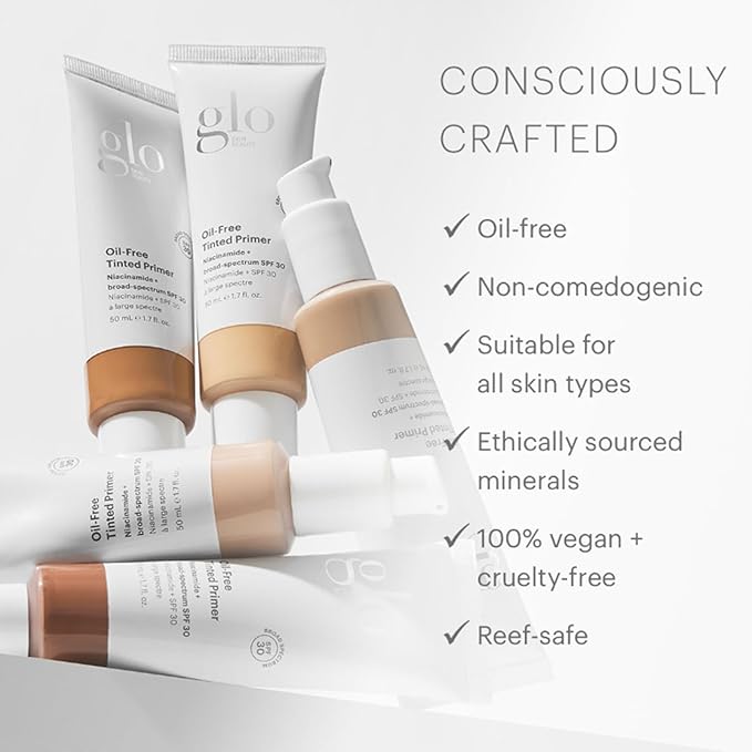 Glo Skin Beauty Oil-Free Tinted Primer SPF 30, (Deep) 1.7 oz - Mineral Makeup for Face, 4-in-1 Foundation Primer, Sheer Coverage, Skincare & Sunscreen With Broad Spectrum UVA/UVB Protection