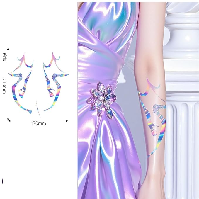 Temporary Tattoo Stickers – 8 PCS Colorful Movie Anime Kpop Theme Purple Tattoos Realistic Waterproof Body Art for Cosplay, Halloween, and Party Makeup(For Full Body)
