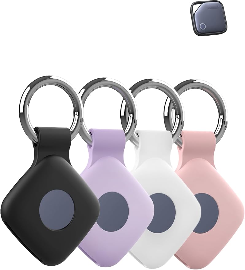 Case for UGREEN Tracker Tags, Shockproof Silicone Cover. | Shockproof & anti - slip, protects against scratches. Precise cutouts ensure full functionality. Black+White+Pink+Purple.