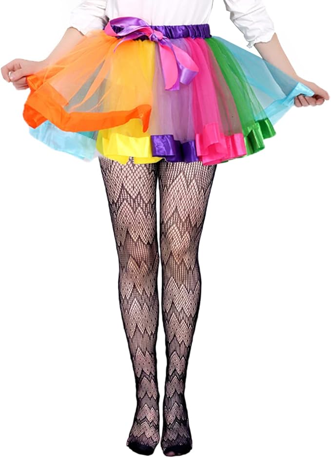 Girls Fishnet Stockings for Princess Dress High Waist Mesh Tights Cute Pattern Knit Socks
