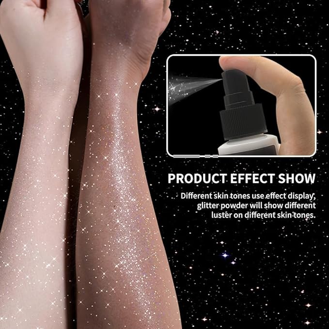 Glitter Spray for Hair and Body, Body Glitter Hairspray for Clothes, Music Festival Face Glitter for Women