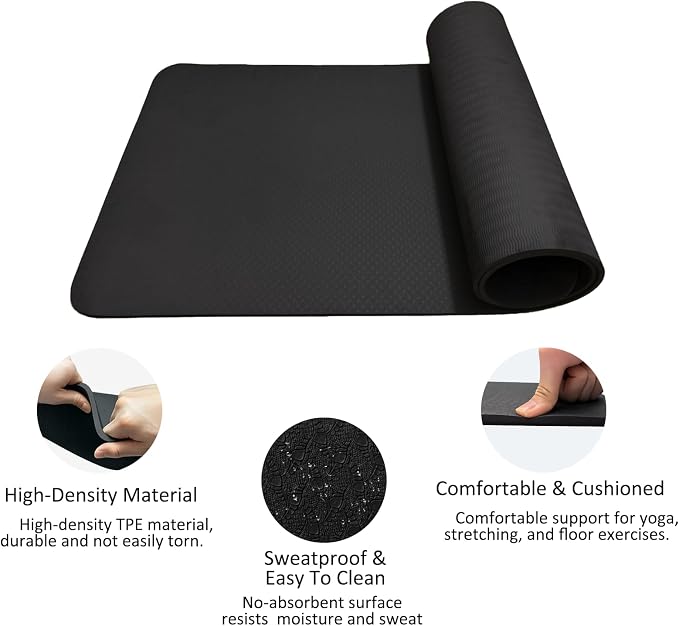 Thick and Wide Yoga Mat 72''x24''/35''(8mm/10mm) for Women and Men, Durable & Cushioned Yoga Mat with Carrying Strap for Pilates, Stretching and Home Workout