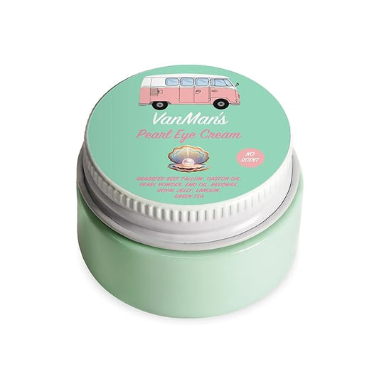 VanMan’s Pearl Eye Cream with Grass Fed Beef Tallow – Brightening and Smoothing Under Eye Cream with Wild-Caught Pearl Powder and Royal Jelly – No Scent & No Fillers, 0.5 Ounces