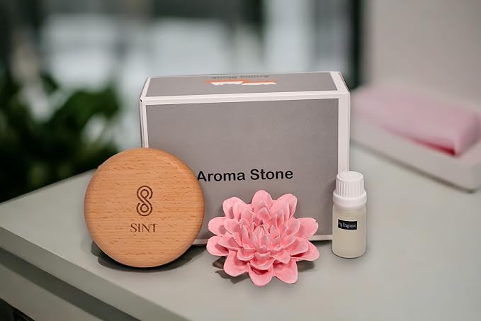 SINT Aroma Diffuser Diatomite Peony Flower | Essential Oil Diffuser with Aromatherapy Fragrant Oil | Diffusers for Home, Oil Diffuser, Room Décor | Pink, Fig Fragrance 10 ML