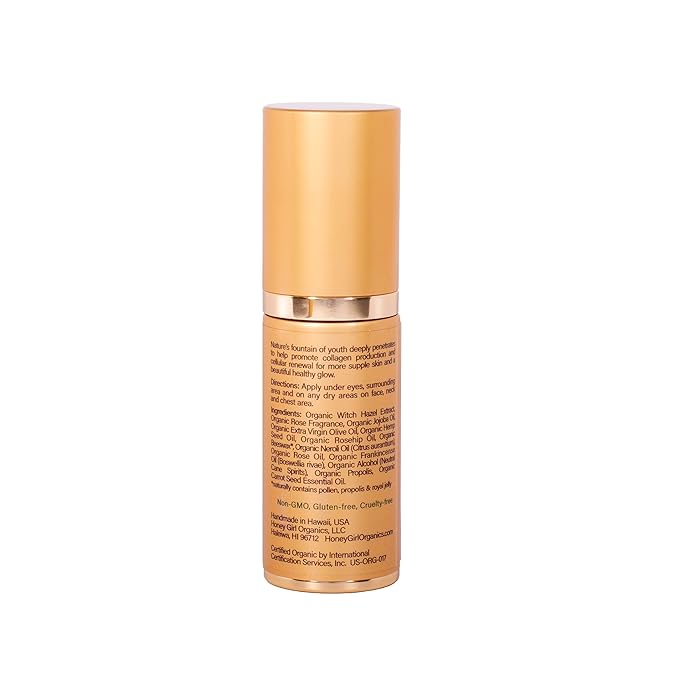 Honey Girl Organics HoneyGlo Regenerating Face Serum, USDA Certified Organic Facial Serum for Women Softens and Moisturizes Skin with Enriched Beehive Ingredients, Vitamin C and EVOO (1 oz)