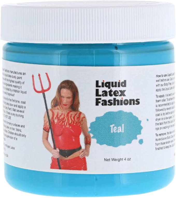 Teal 4 Oz - Liquid Latex Body Paint, Ammonia Free No Odor, Easy On and Off, Cosplay Makeup, Creates Professional Monster, Zombie Arts