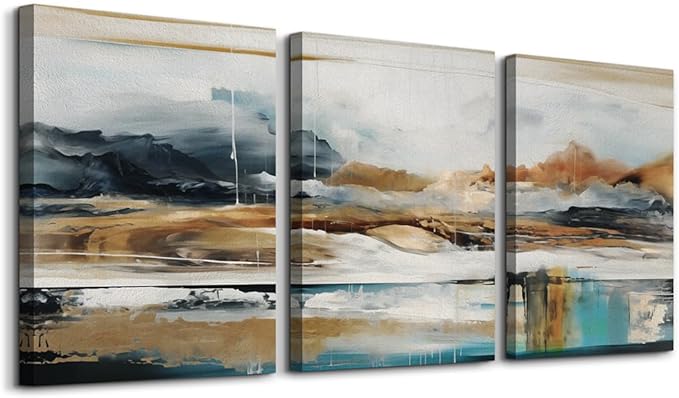 MHARTK66 Abstract Nature Landscape Wall Art for Living Room, Set of 3 Modern Canvas Prints Paintings Artwork for Walls, Wall Decor Pictures for Bedroom Dining Room Office Home Decoration 16x24 Inch