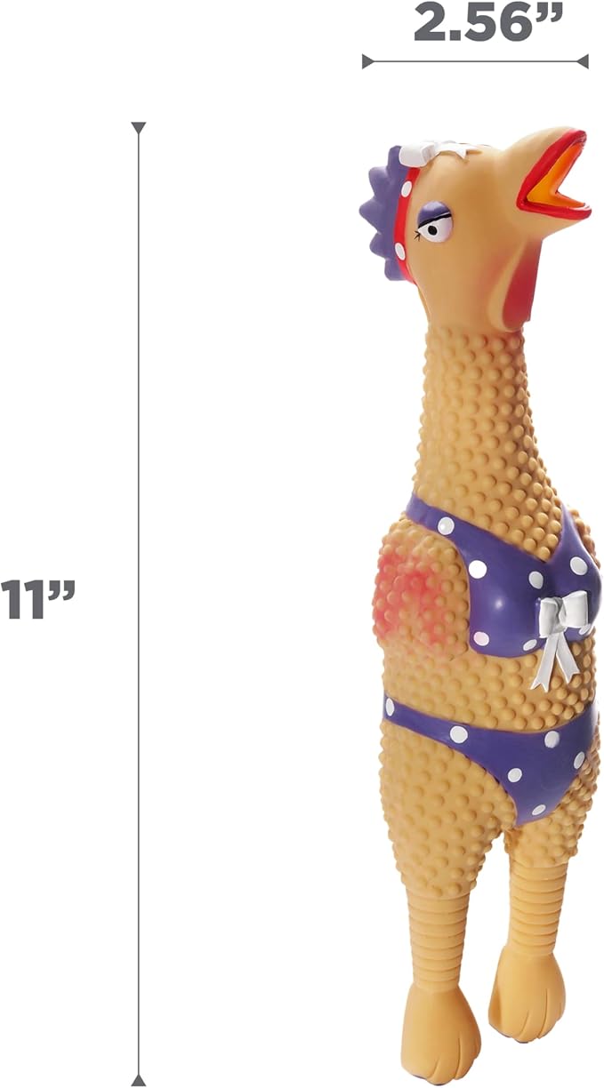 Outward Hound by Charming Pet Squawkers Henrietta Latex Squeaky Rubber Chicken Dog Toy, Funny Interactive Holiday Toy for Dogs, Large Size (Pack of 2)