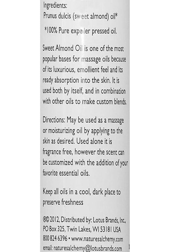 NATURE'S ALCHEMY Carrier Oil Sweet Almond, 0.75 Pounds