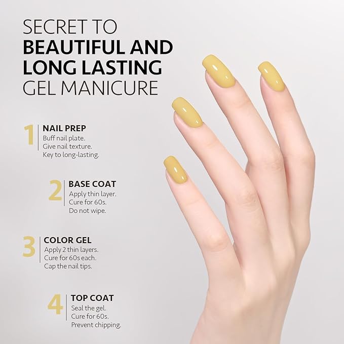 GAOY Yellow Gel Nail Polish, 16ml Soak Off Gel Polish, UV Light Cure for Nail Art DIY Manicure at Home, 2009 Dijon Yellow