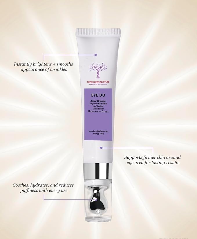 NOVA DERM EYE DO Eye Cream for Dark Circles – Anti-Aging Under Eye Cream with Peptides & Hyaluronic Acid, Non-Comedogenic (0.4 oz)