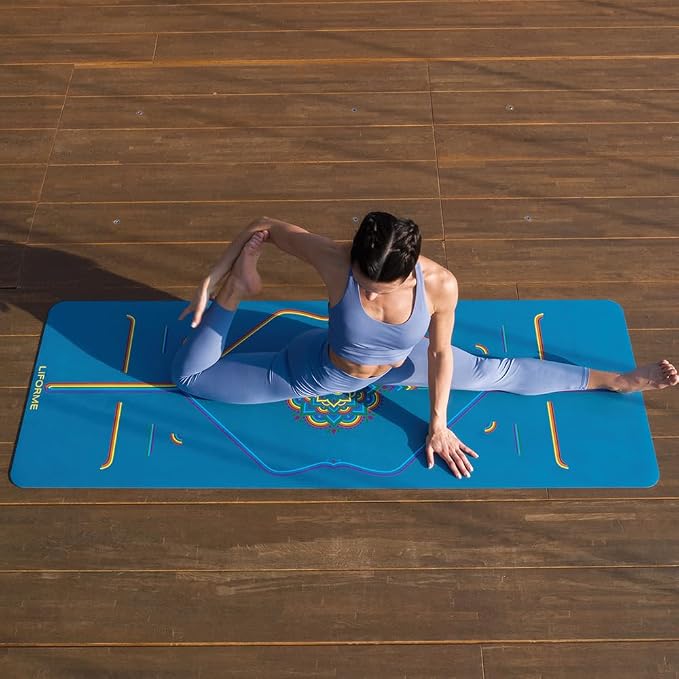 Liforme Travel Yoga mat – Patented Alignment System, Warrior-Like Grip, Non-Slip, Eco-Friendly, Ultra-Lightweight and Sweat Resistant, Made with Natural Rubber