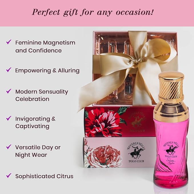 Beverly Hills Polo Club SEXY FOR HER - Perfume for Women with Notes of Citrus, Jasmine and Rose - Fresh & Floral Fragrance Scent - Eau De Parfum Spray 3.40fl.oz / 100ml (Packaging May Vary)