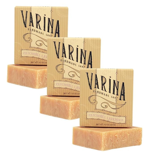 Patchouli Lavender Soap - Gentle Cleansing for Sensitive Skin, Earthy Scents - 3 Pack - Goat Milk Soap