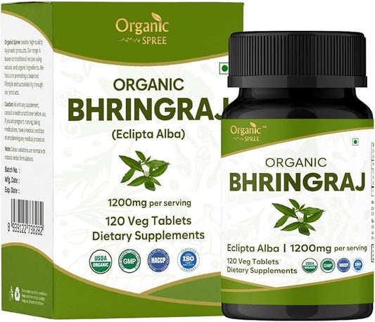 Bhringraj 120 Tablets | Eclipta Alba (Bhringraj) | USDA Organic Certified | Ayurvedic Hair Care* | Organic and Natural 120tab