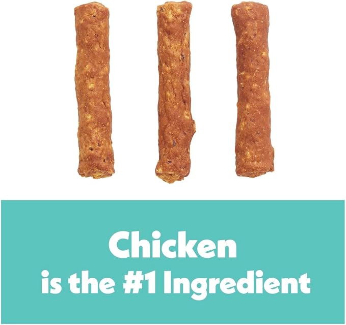 Wiggles & Wags Meaty Sticks Chicken Dog Treats, 16 oz, with DN Essentials Bone Shaped Waste Bag Dispenser & Roll
