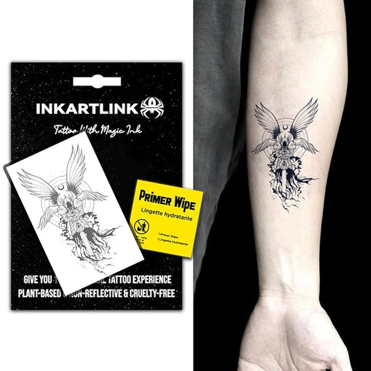 INKARTLINK Semi Permanent Tattoo, Temporary Tattoo, Beautiful and Realistic Design, Fun Tattoo Experience, Cruelty-free, Non-reflective, Waterproof (Angel Comes 3)