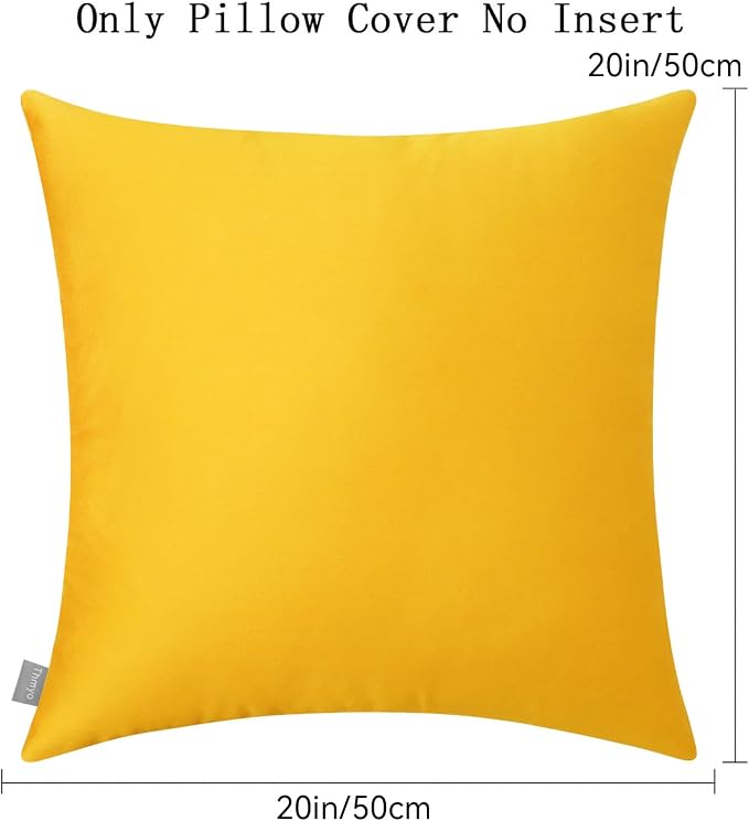 4-Pack Cotton Comfortable Solid Decorative Throw Pillow Case Square Cushion Cover Pillowcase (Cover Only,No Insert)(20x20inch/50x50cm, Yellow)
