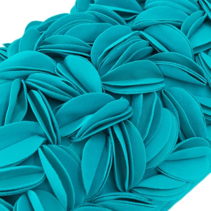 KINGROSE 3D Flower Pillow Case Handmade Decorative Throw Pillow Cover Solid Rectangular Cushion Cover for Sofa Couch Bed Living Room 12 x 20 Inches Wool Dark Cyan