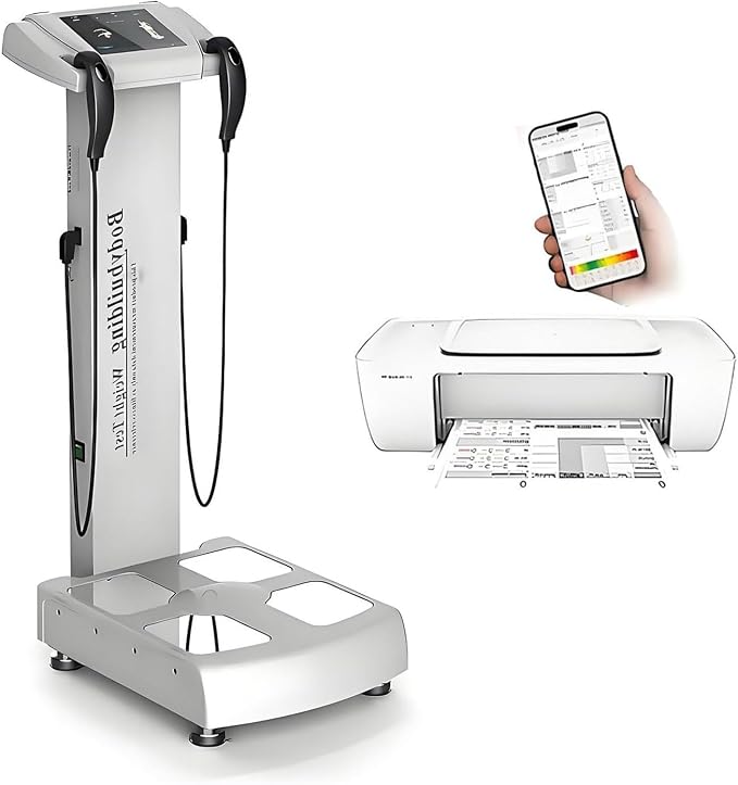 Professional 3D Scanner Analyzer Body Composition Analysis Height Weight Body Fat Percentage Visceral Fat Test, Body BMI Measuring with Printer White