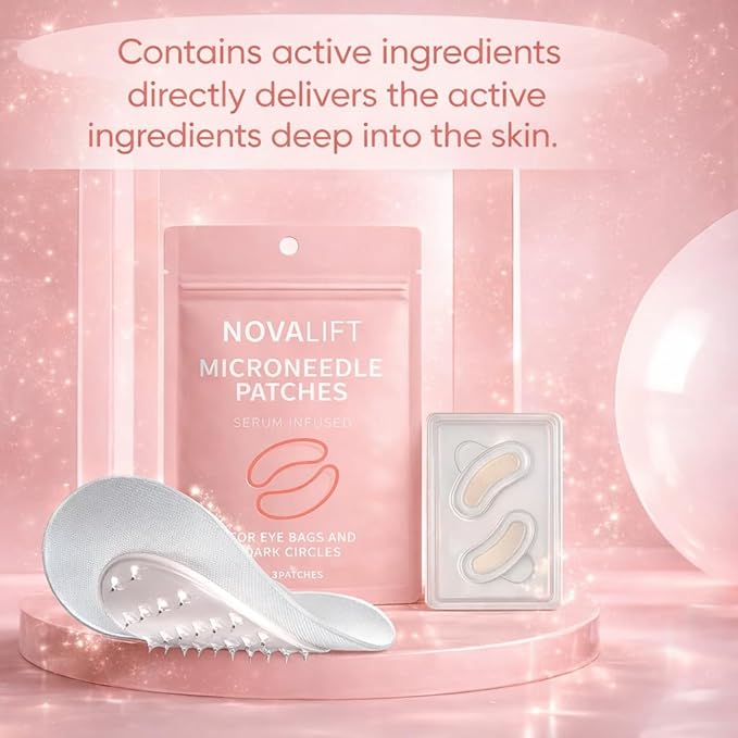 NOVALIFT Micro Eye Patches – Under Eye Patch with Hyaluronic Acid & Collagen for Dark Circles, Smooth Application Forehead & Smile Line Patches for Women (1)