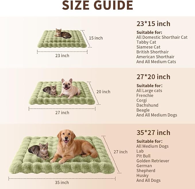 SOMAHE Plush Pet Bed Mat, Machine Washable, Medium 27x20 Fruit Green | Machine Washable + Non-Slip Paw Bottom: plush pet mat stays fluffy and steadier for large cats and small dogs.
