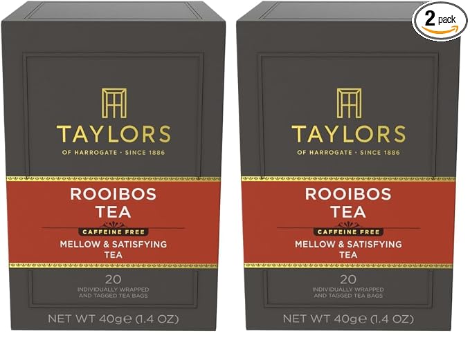 Taylors of Harrogate Rooibos Tea, Individually Wrapped Bags, 20 Count (Pack of 2), Mellow, Malty, and Slightly Honeyed, Caffeine-Free, Enjoy Hot or Iced, 20 Teabags
