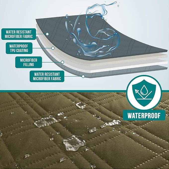 PetAmi Waterproof Couch Cover for Dog Nonslip Bed Sofa Blanket, 30x70 Green | Leakproof Furniture Protector for Pet Cat, Machine Washable Pee Proof Mat for Chair Car Seat, Durable & Anti Slip Backing