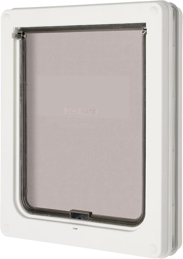 Dog Mate Medium Dog Door for Medium Dogs, Self-lining to 50mm, White