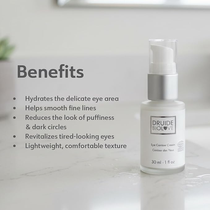 BioLove Cream Organice Contour Eye Cream, Reduce Signs of Fatigue, Revitalize Skin Care , Reduce Wrinkles Moisturizing Hyaluronic Care Acid Treatment – Organice Eye Cream, 30 ml Size Made in Canada