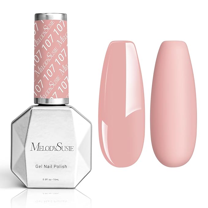 MelodySusie Thick Pink Gel Nail Polish,0.5fl oz Baby Pink Nails Soak Off UV LED Light Nude Pink Gel Polish Christmas Gift for Women Nail Art Manicure Salon DIY Nail Design Decoration at Home-107
