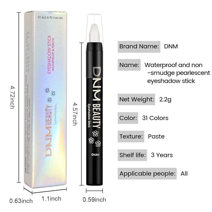 evpct White Matte Cream Eye Shadow Sticks Brightener Pencils for Women, Smoky White Silky Eyeshadow Applicator Stick Pen Waterproof, Blendable Crease-Proof Stick Eyeshadow Matte Eye Makeup 62