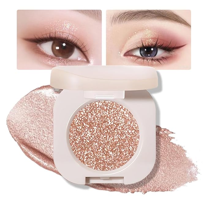 Glitter Eyeshadow Palette,Shimmer Light Nude Eyeshadow Makeup,Neutral Shiny Pressed Powder,Single Vegan Eyeshadow,Highly Pigmented Natural Eyeshadow Palette,Monochrome Long Lasting Glitter Eye Make 09