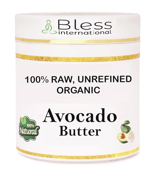 Organic Raw Avocado Butter 100% Pure,Natural & Unrefined| Skin Moisturizer For Face, Body & Hair| 1 LBS/450 GM Ivory / White Grade A | DIY Creams, Balms, Lotions, Soaps| Softens Dry & Tough Skin