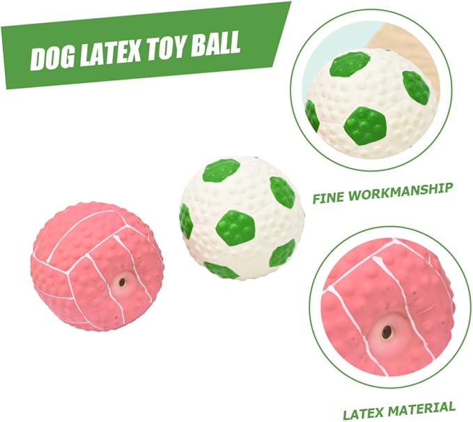 2Pcs Dog Latex Balls Squeaky Teething Toys for Dogs Elastic and Durable Fetch Balls Dog Toys for Interactive Play and Chewing