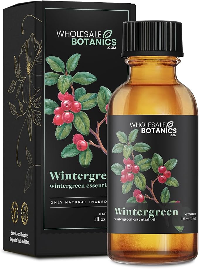 Wintergreen Essential Oil by Wholesale Botanics | Premium Grade 100% Undiluted Essential Oil | for Aromatherapy, Soaps, Lotions, & Candles | Vegan & Cruelty Free (1 Fl Oz)