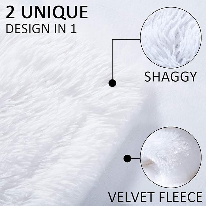YUSOKI Long Faux Fur Twin Size Blanket, White, 60" x 80" | Ultra Soft, Lightweight for All Season Use, stays fluffy after repeated washes, Perfect Gifts, Machine Washable