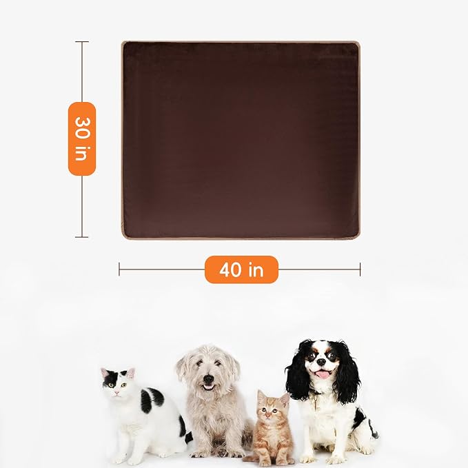 Waterproof Pet Blanket for Small Dogs and Cats | Reversible Flannel Fleece Throw Blanket for Sofa Couch Puppy Leakproof, Washable Furniture Protector 30"x40",Brown