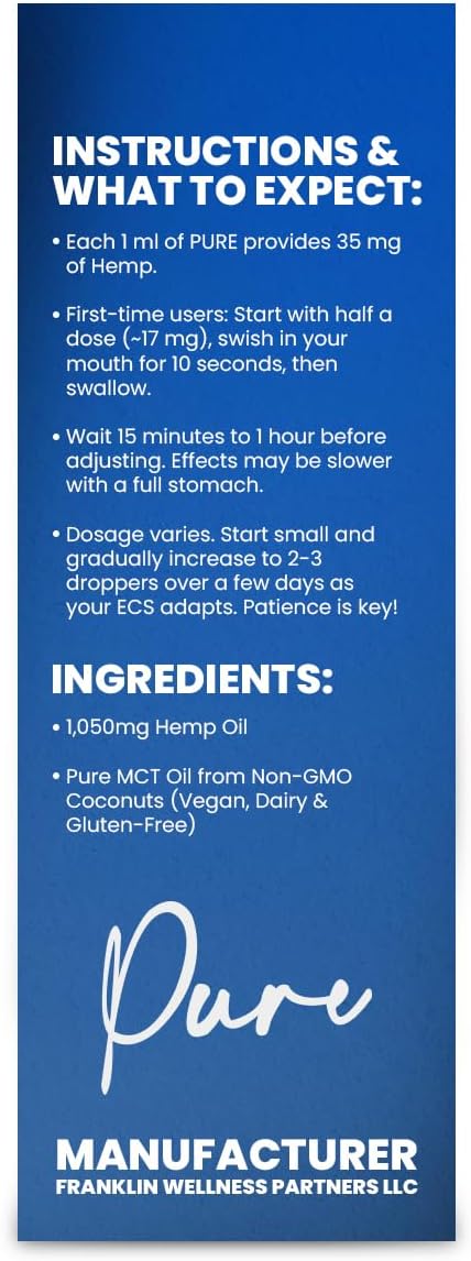 Pure Hemp Isolate Oil – Organic Hemp Extract with Coconut Oil for Daily Wellness Support – Vegan, Gluten-Free, Lab-Tested Formula | 1 Fl Oz