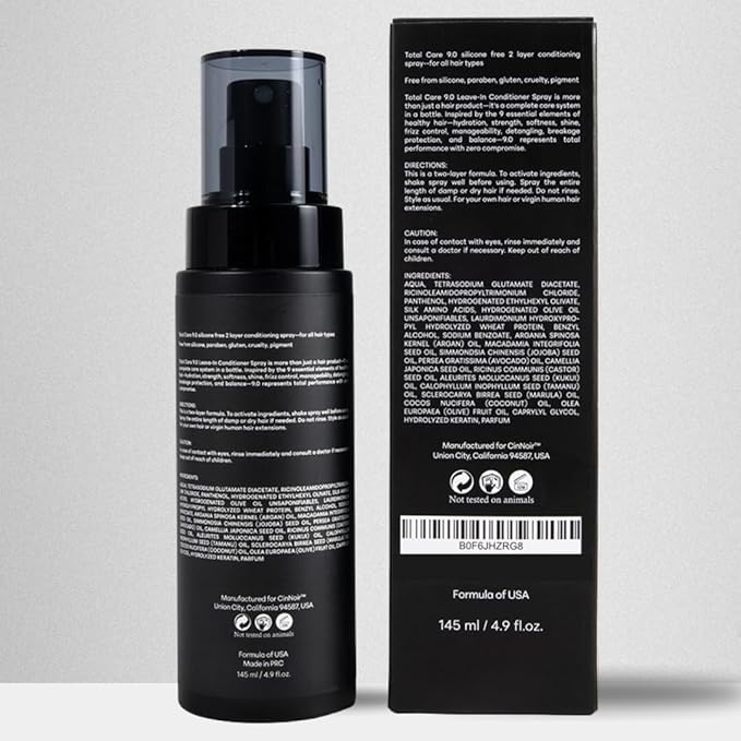 Total Care 9.0 Leave-In Conditioner Spray, 2 Layer Conditioner, Frizz Control and Detangler, Silicone Free, Conditioner for Dry Damaged Hair, Women & Men, Hair Conditioner for All Hair Types