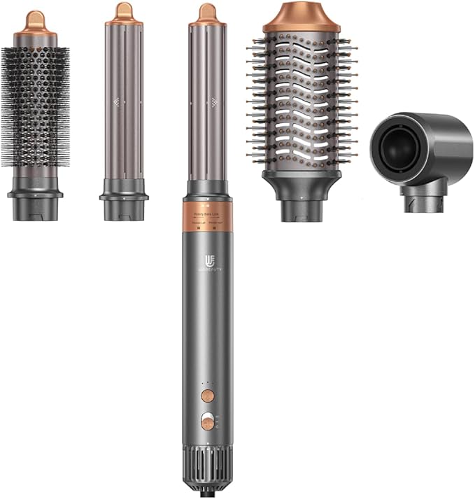 Hot Air Brush Hair Styler, 6 in 1 Hair Dryer Brush Auto Wrap Curlers Frizz-Free Styling Tool for All Hair Types Fast Drying, Curling, Smoothing, Volumizing & Straightening with Negative Ion