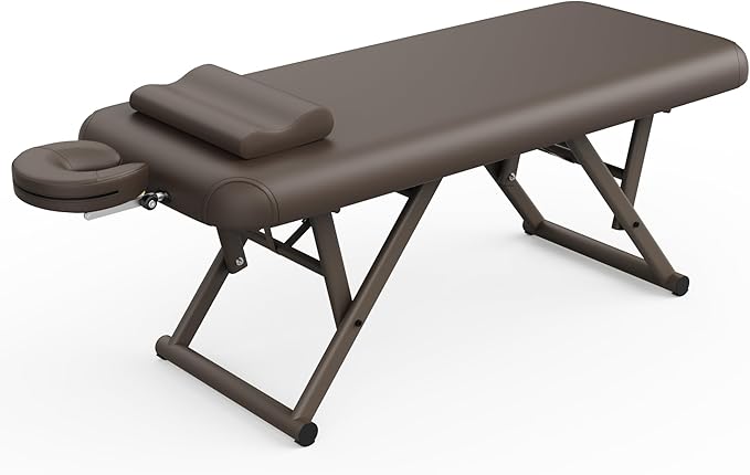 Heavy Duty Stationary Massage Table - Adjustable Massage Table With Adjustable Height & Fixed Backrest, Treatment Tables With PU Leather, C-Shaped Pillow and Sturdy Metal Frame Support Up to 1000LBS