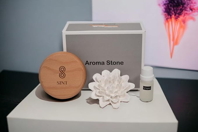 SINT Aroma Diffuser Diatomite Peony Flower | Essential Oil Diffuser with Aromatherapy Fragrant Oil | Diffusers for Home, Oil Diffuser, Room Décor | White, Fig Fragrance 10 ML
