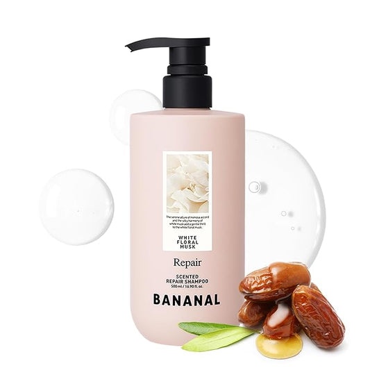 Korean Hair Repair Shampoo – Strengthens & Revitalizes Damaged, Hydrolyzed Proteins, Ceramide & Jojoba Oil – Hypoallergenic, pH-Balanced – White Floral Musk, 500ml / 16.9 fl oz