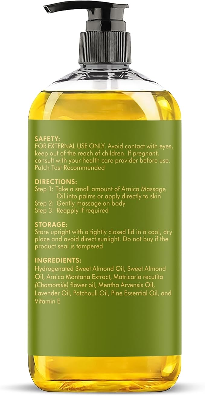 MAJESTIC PURE Arnica Massage Oil for Massage Therapy - Refreshing, and Relaxing - Natural Oils for All Skin Types - Men and Women Massage Lotion- 8 fl oz