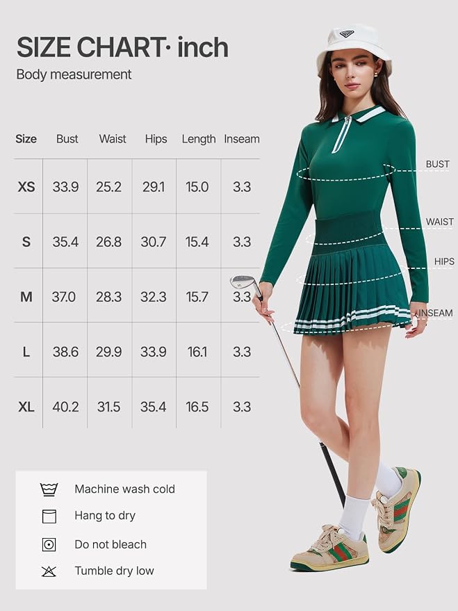 Women's 2-Piece Tennis Skirt Set, Polo V-Neck Top & High-Waisted Pleated Skirt, Athletic Outfit for Golf Pickleball